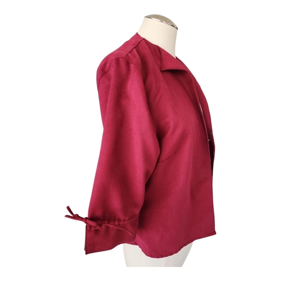 Harley-Davidson Women’s Red Open Front Jacket Size L Logo Embroidered 3/4 Sleeve - Picture 4 of 6